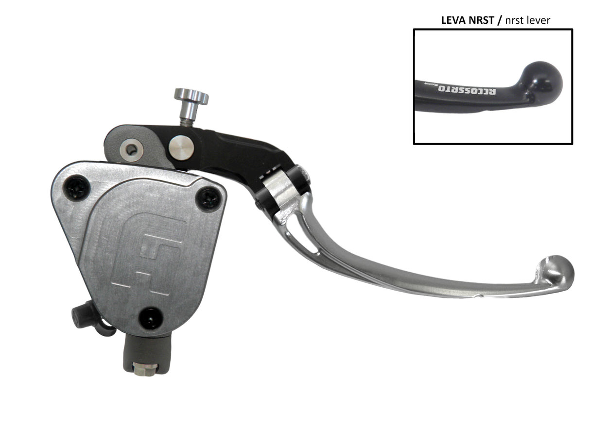 Pompa Freno Radiale Accossato 19x18 Con Vaschetta Integrata E Leva Snodata Colorata (Pomello+Leva)