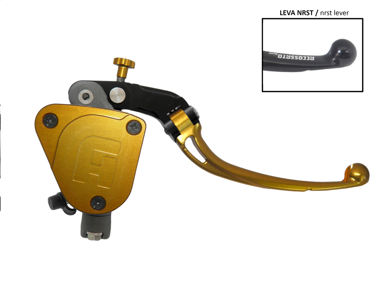 Pompa Freno Radiale Accossato 19x18 Con Vaschetta Integrata E Leva Snodata Colorata (Pomello+Leva)