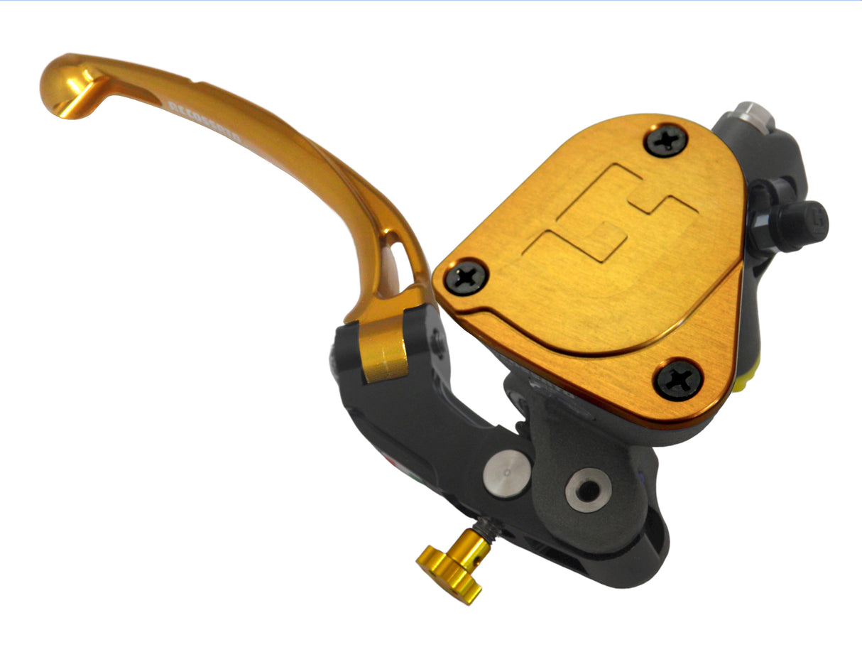 Pompa Freno Radiale Accossato 19x18 Con Vaschetta Integrata E Leva Snodata Colorata (Pomello+Leva)