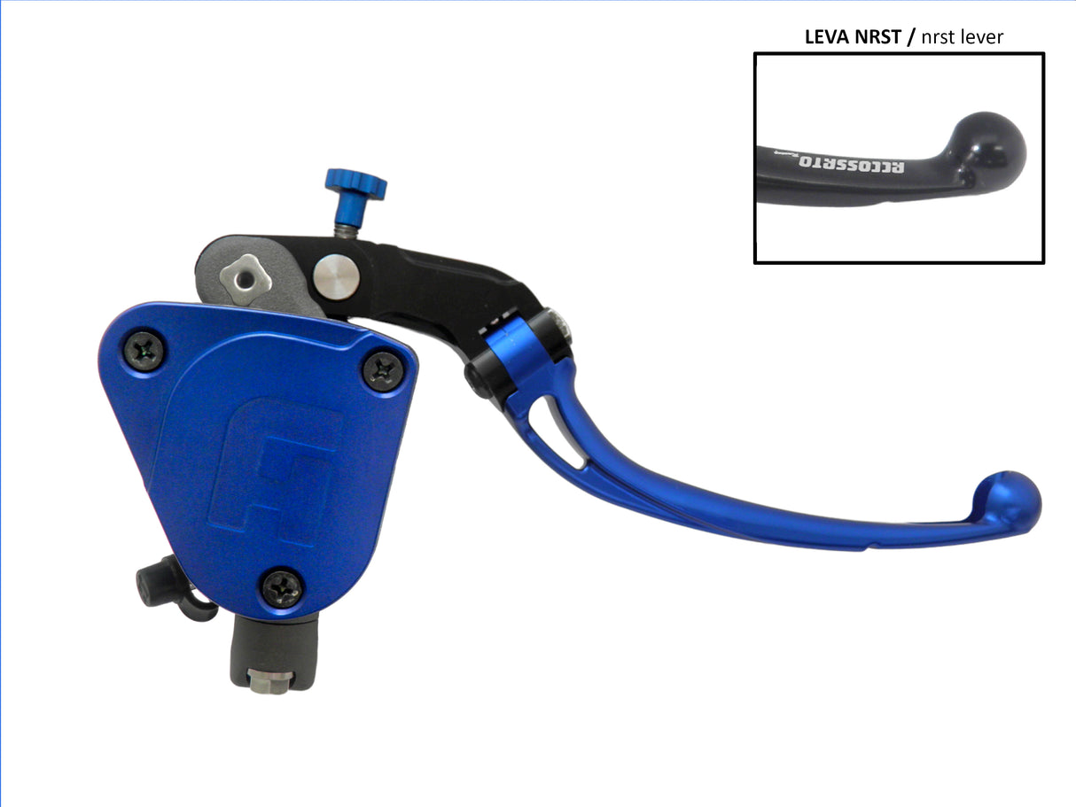 Pompa Freno Radiale Accossato PRS 19x17-18-19 Con Vaschetta Integrata E Leva Snodata Colorata (Pomello+Leva)