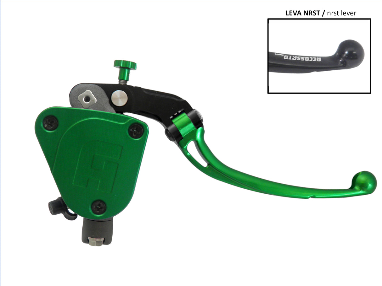 Pompa Freno Radiale Accossato PRS 19x17-18-19 Con Vaschetta Integrata E Leva Snodata Colorata (Pomello+Leva)