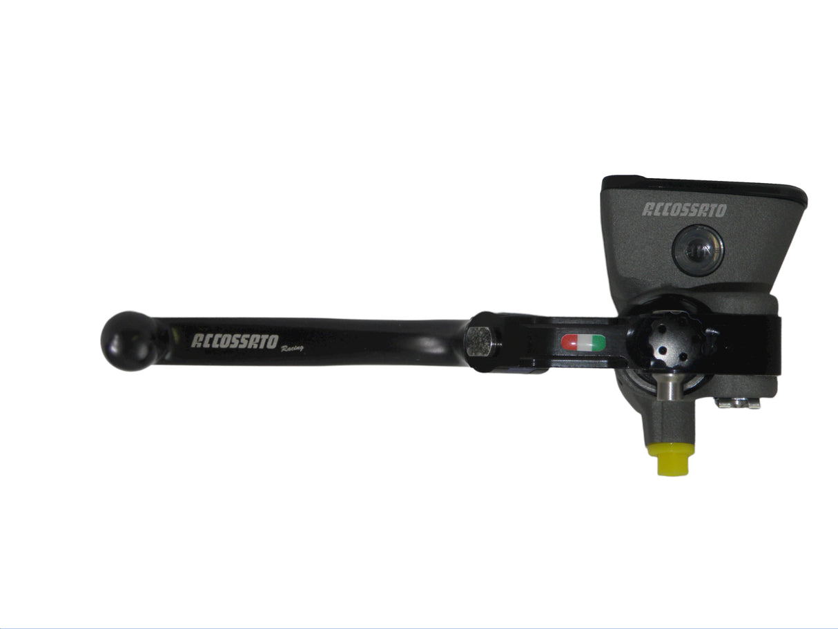 Pompa Freno Radiale Accossato PRS 19x17-18-19 Con Vaschetta Integrata E Leva Snodata Colorata (Pomello+Leva)