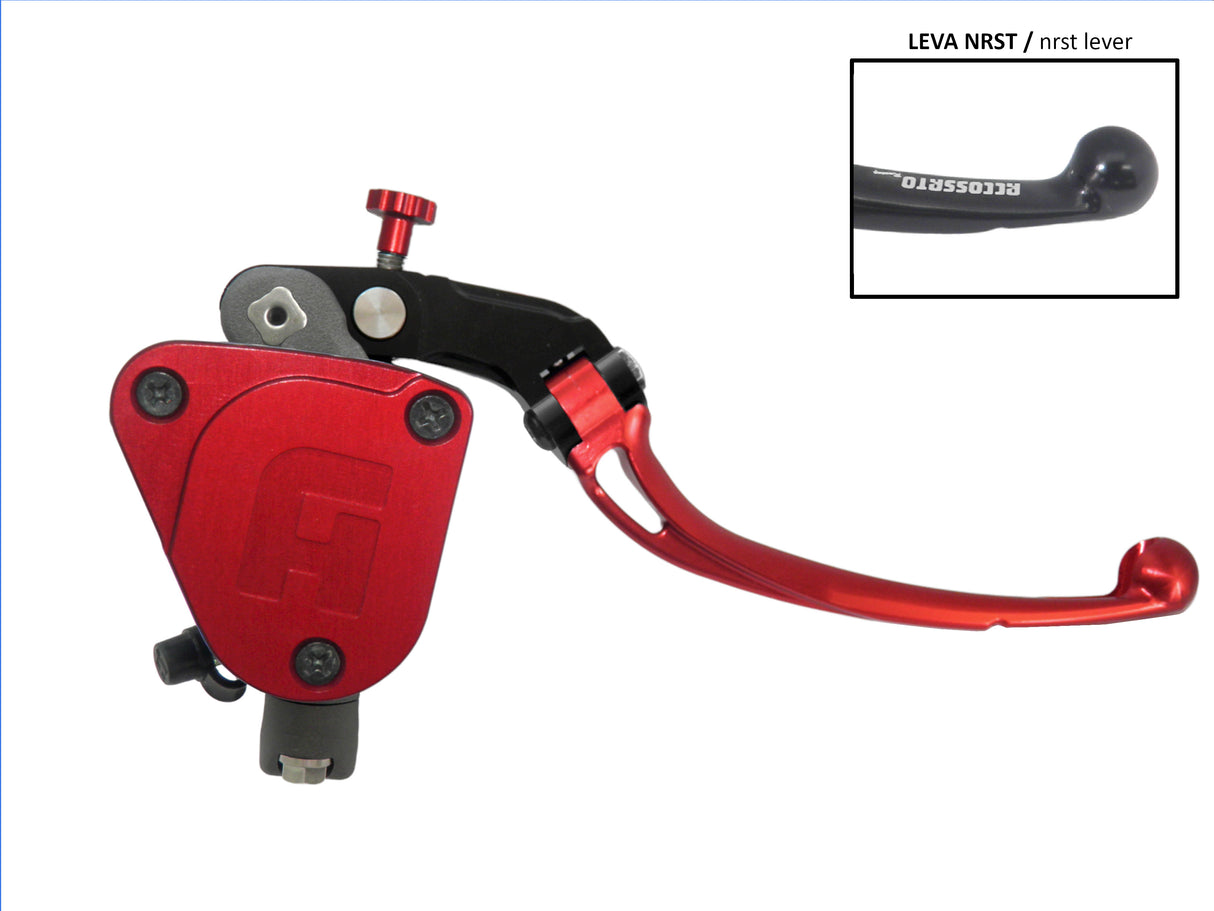 Pompa Freno Radiale Accossato PRS 19x17-18-19 Con Vaschetta Integrata E Leva Snodata Colorata (Pomello+Leva)