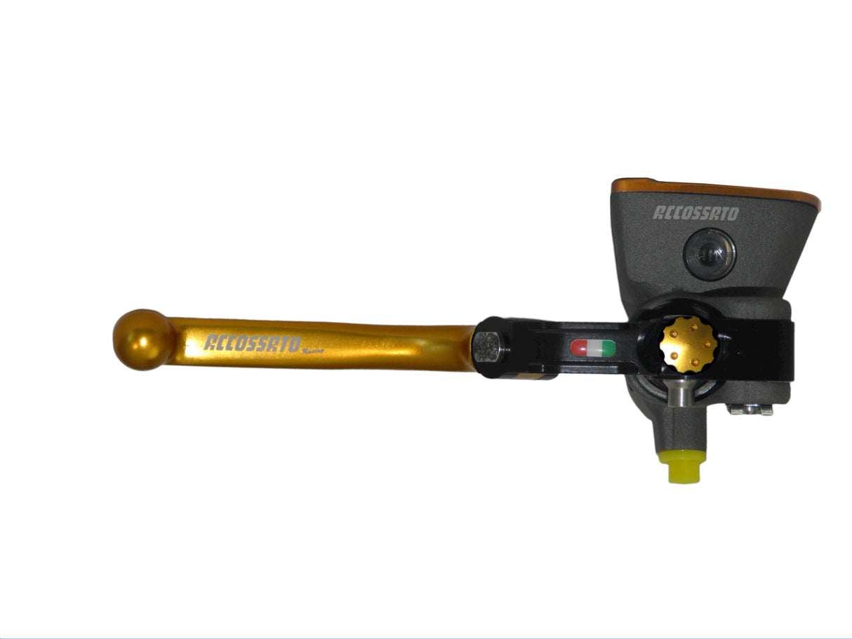 Pompa Freno Radiale Accossato PRS 19x17-18-19 Con Vaschetta Integrata E Leva Snodata Colorata (Pomello+Leva)