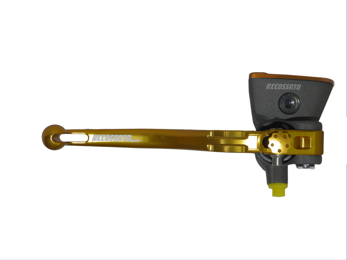 Pompa Freno Radiale Accossato 19x18 Con Vaschetta Integrata E Leva Fissa Colorata (Pomello+Leva)