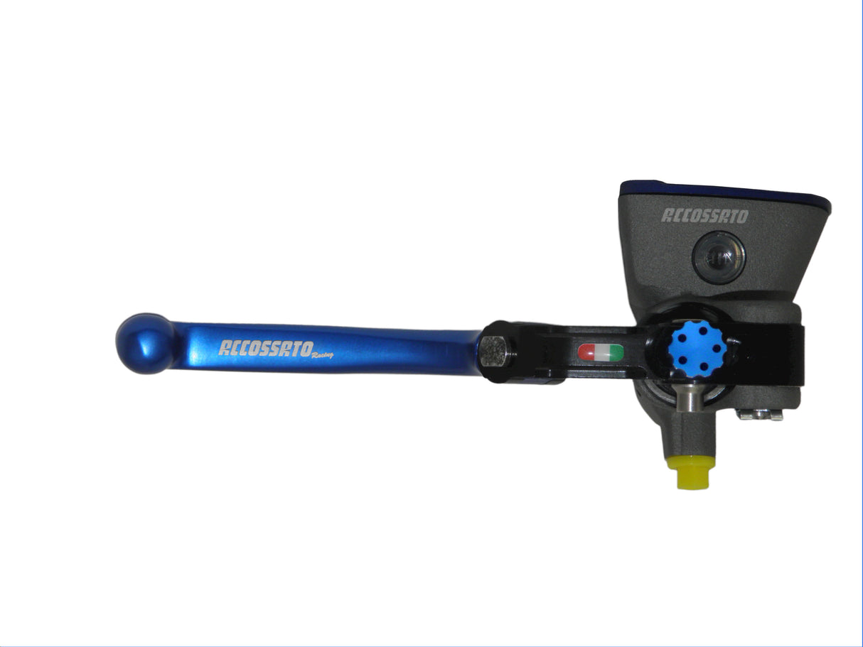 Pompa Freno Radiale Accossato 16x18 Con Vaschetta Integrata E Leva Snodata Colorata (Pomello+Leva)