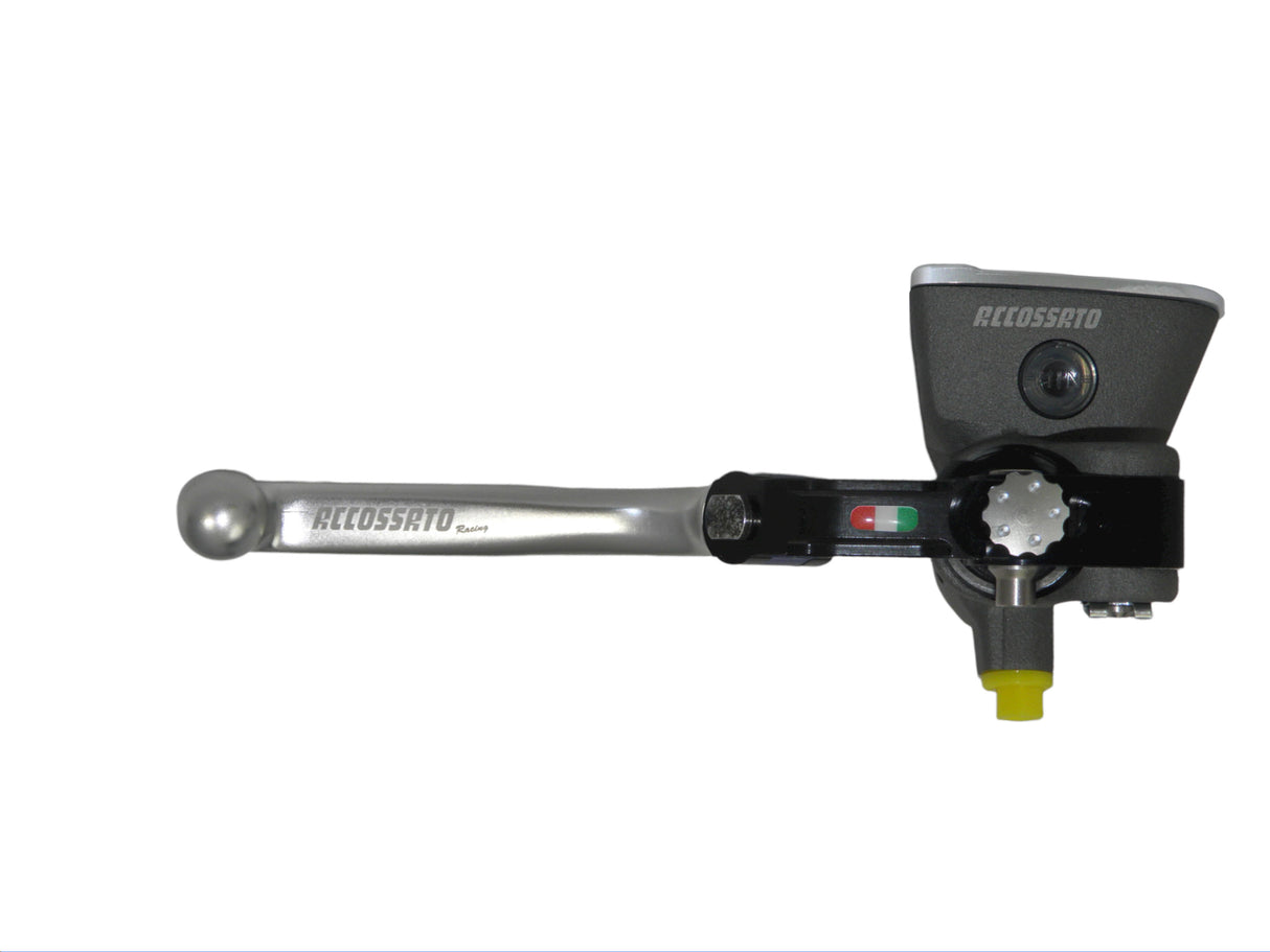 Pompa Freno Radiale Accossato 16x18 Con Vaschetta Integrata E Leva Snodata Colorata (Pomello+Leva)