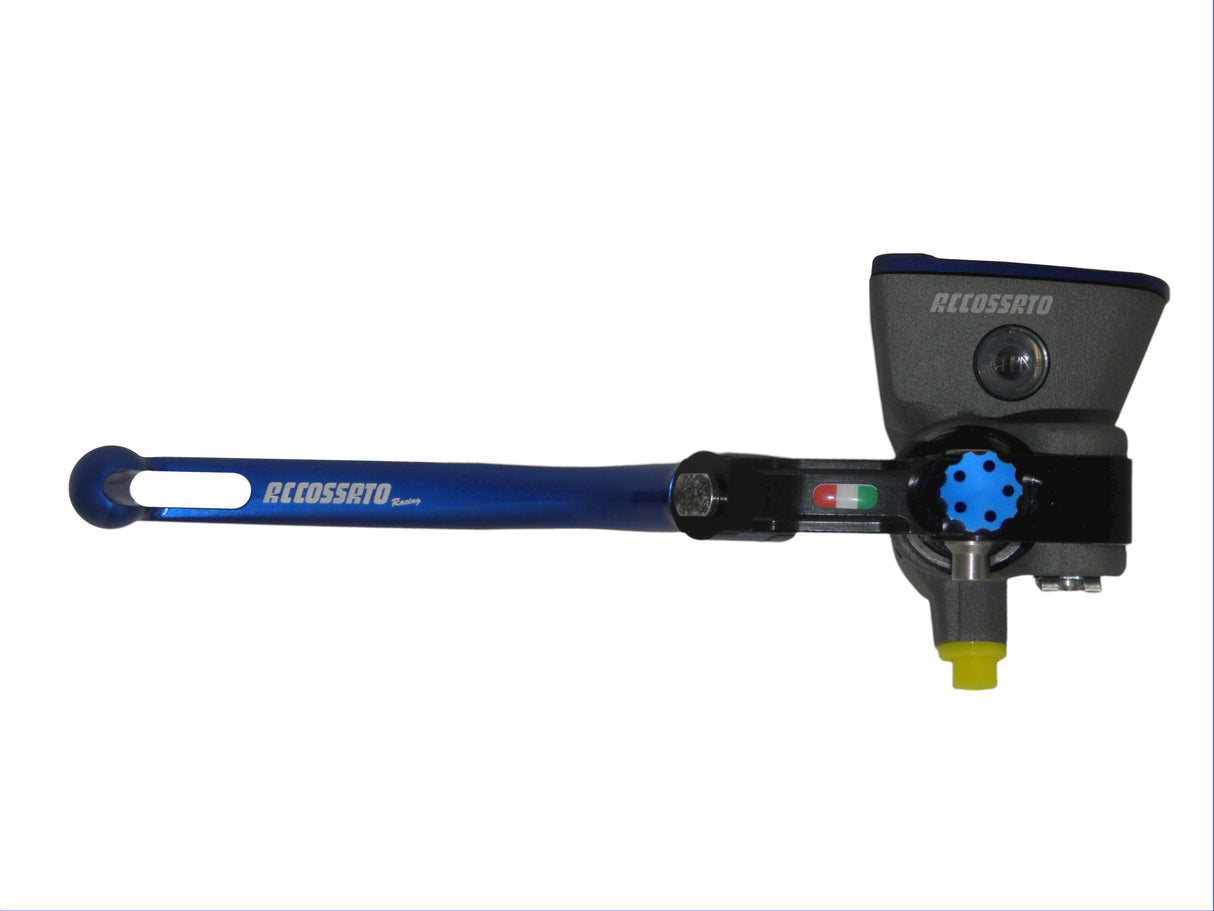 Pompa Freno Radiale Accossato PRS 16x17-18-19 Con Vaschetta Integrata E Leva Snodata Colorata (Pomello+Leva)