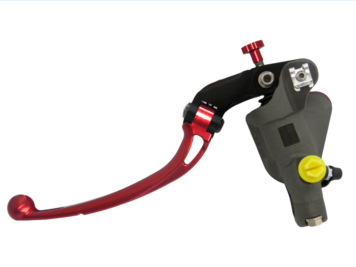 Pompa Freno Radiale Accossato PRS 16x17-18-19 Con Vaschetta Integrata E Leva Snodata Colorata (Pomello+Leva)