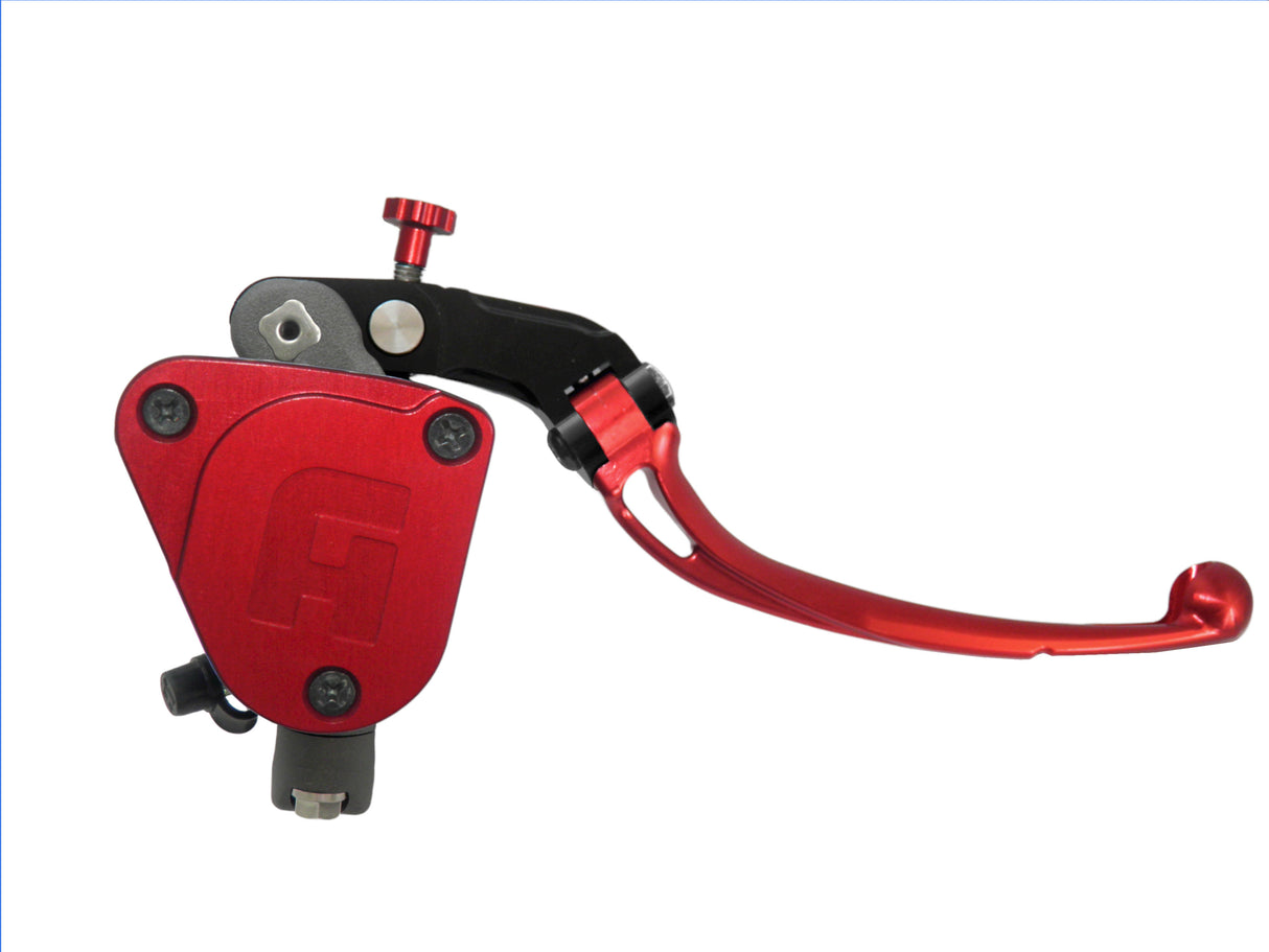 Pompa Freno Radiale Accossato PRS 16x17-18-19 Con Vaschetta Integrata E Leva Snodata Colorata (Pomello+Leva)