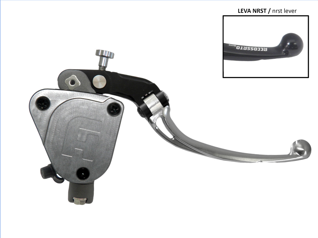 Pompa Freno Radiale Accossato PRS 16x17-18-19 Con Vaschetta Integrata E Leva Snodata Colorata (Pomello+Leva)