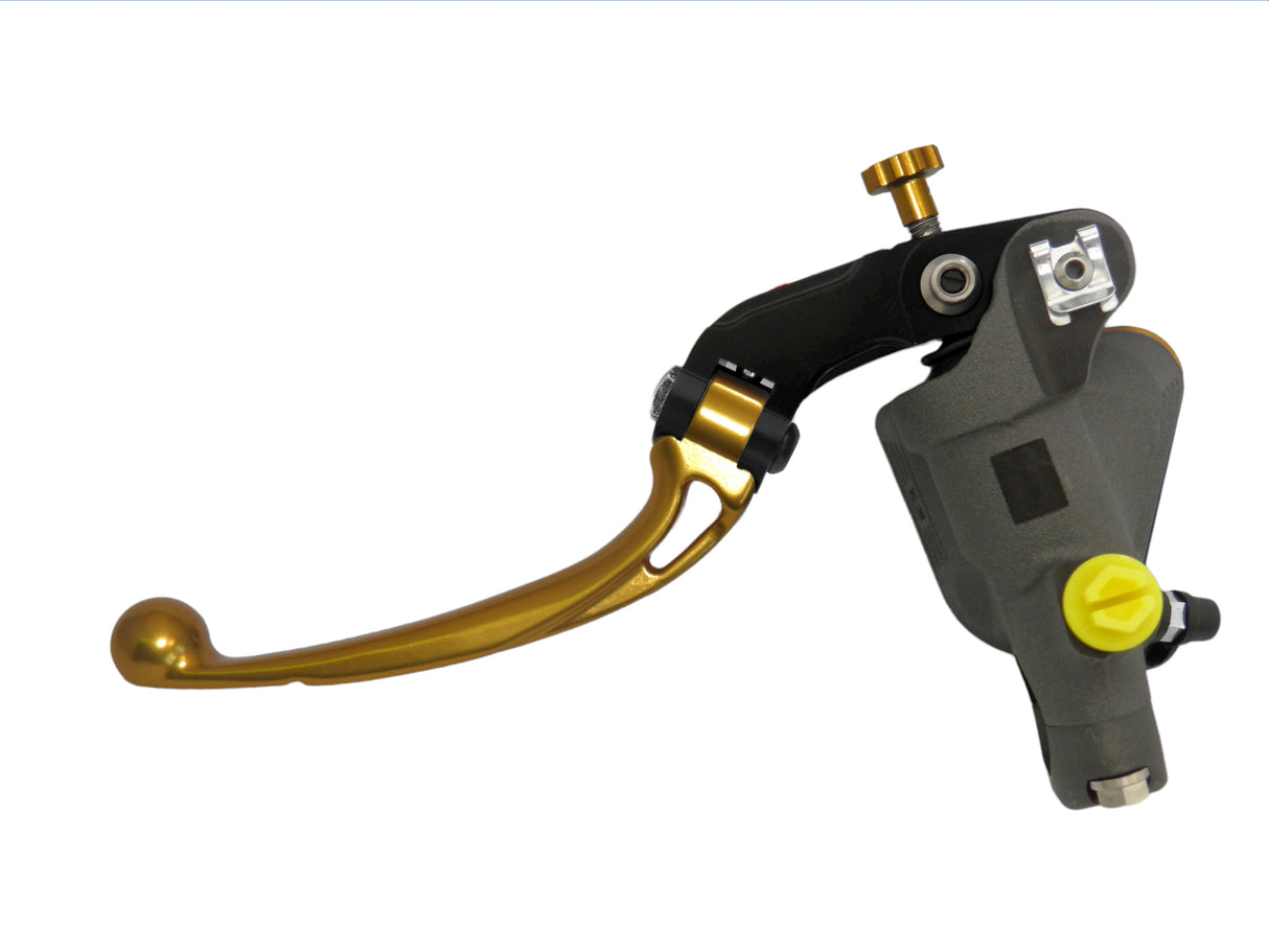 Pompa Freno Radiale Accossato PRS 16x17-18-19 Con Vaschetta Integrata E Leva Snodata Colorata (Pomello+Leva)