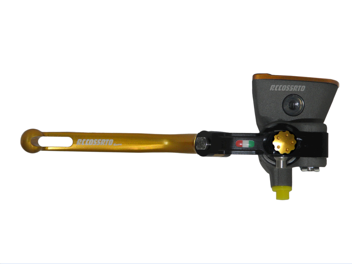 Pompa Freno Radiale Accossato PRS 16x17-18-19 Con Vaschetta Integrata E Leva Snodata Colorata (Pomello+Leva)