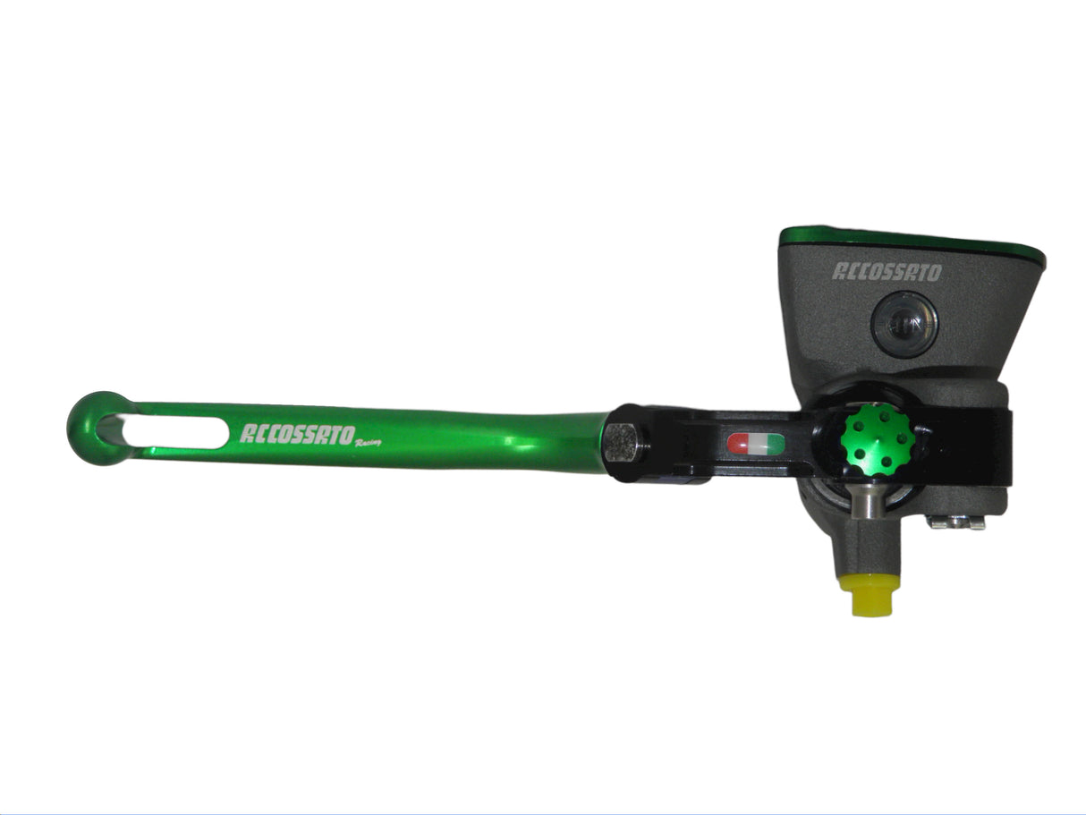 Pompa Freno Radiale Accossato 16x16 Con Vaschetta Integrata E Leva Snodata Colorata (Pomello+Leva)