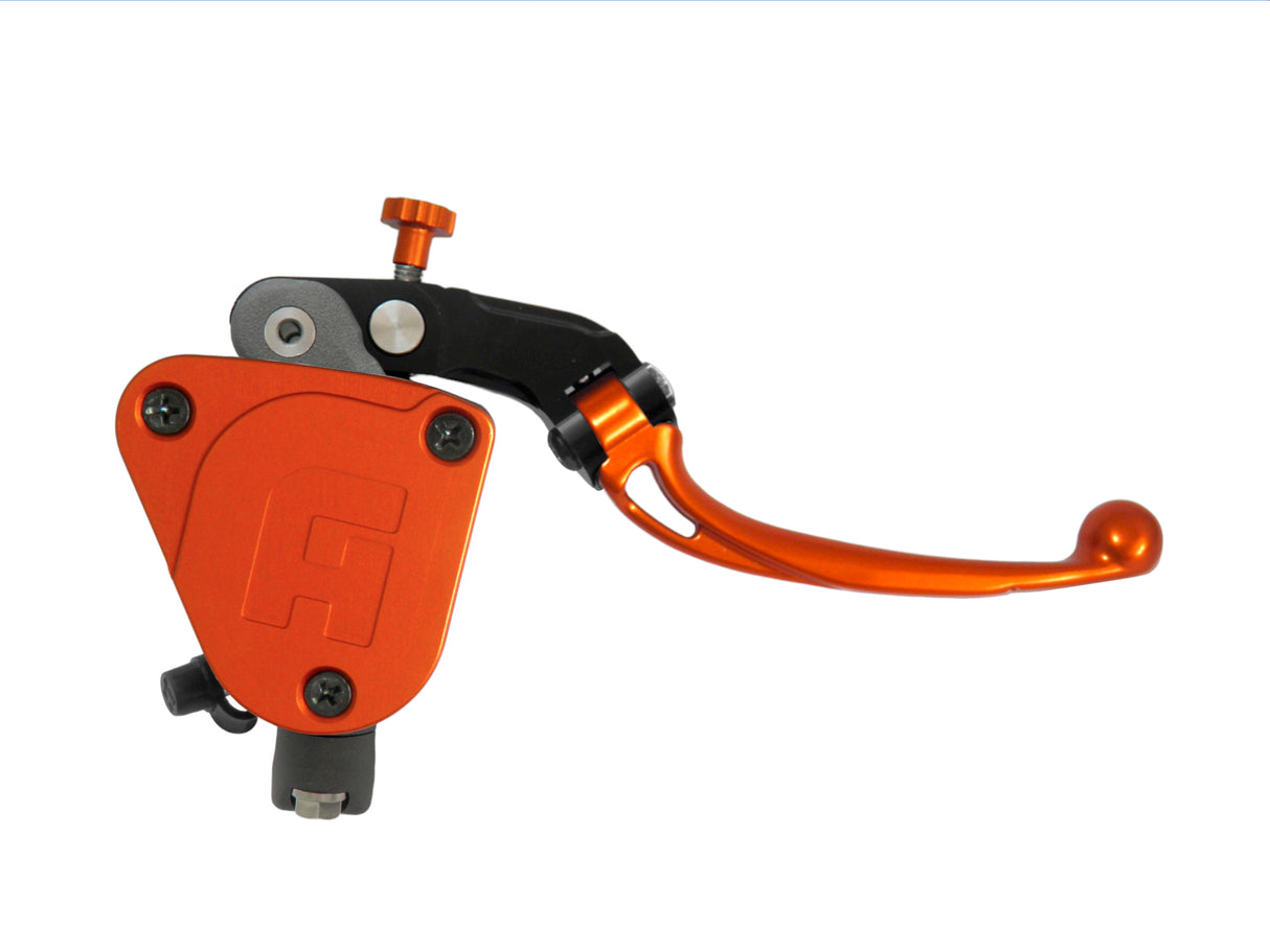 Pompa Freno Radiale Accossato 19x20 Con Vaschetta Integrata E Leva Snodata Colorata (Pomello+Leva)