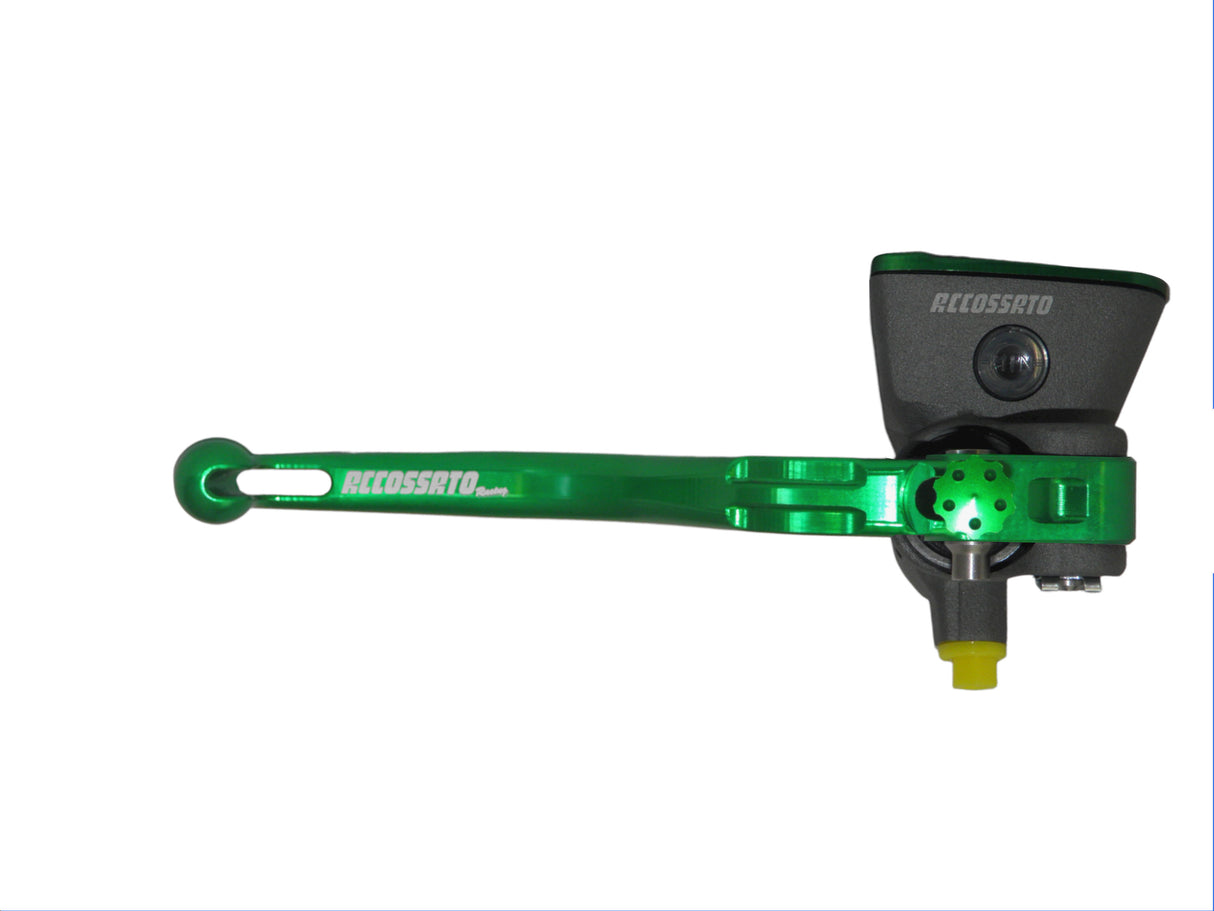 Pompa Freno Radiale Accossato 19x19 Con Vaschetta Integrata E Leva Fissa Colorata (Pomello+Leva)