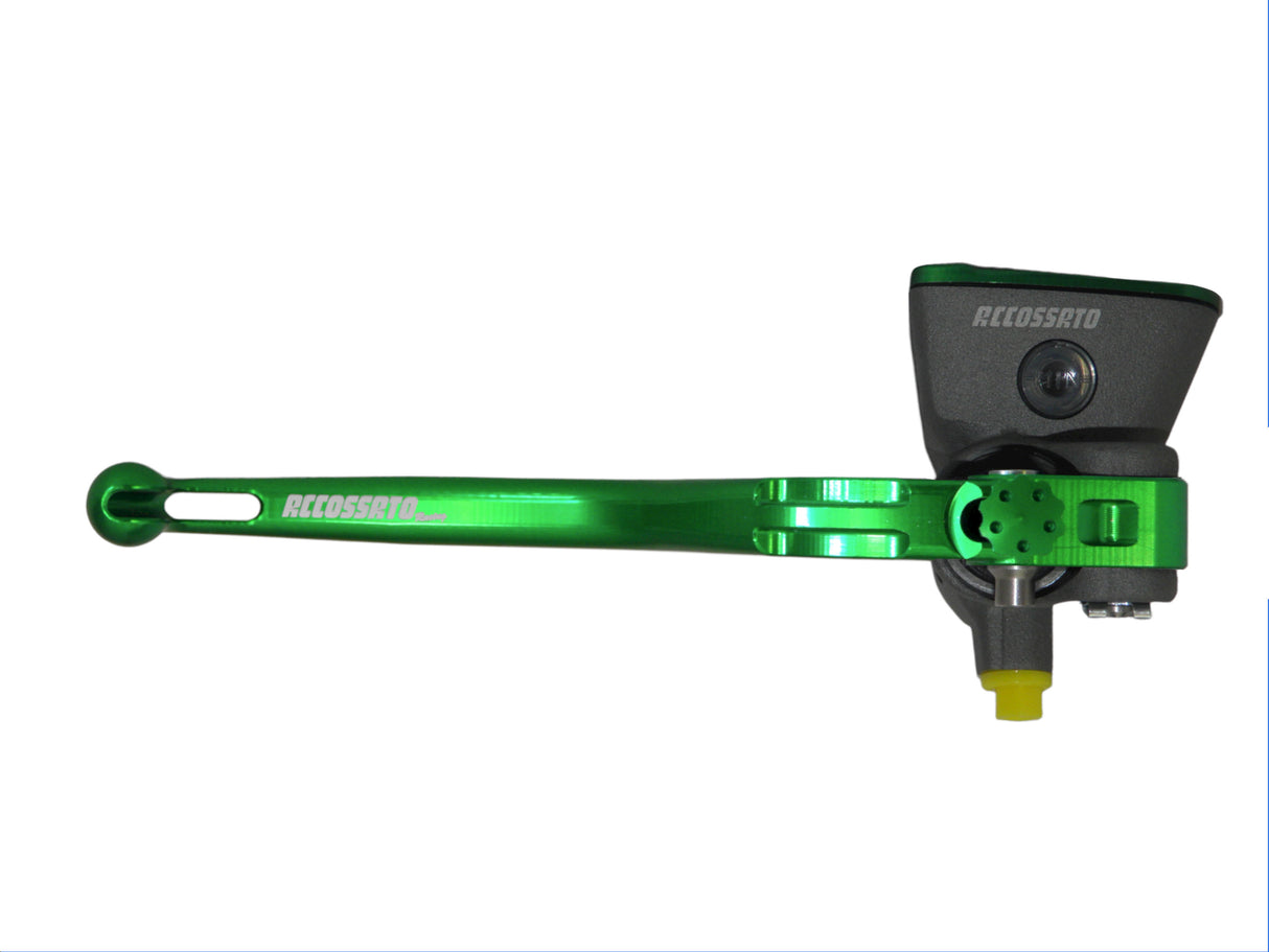 Pompa Freno Radiale Accossato 19x19 Con Vaschetta Integrata E Leva Fissa Colorata (Pomello+Leva)