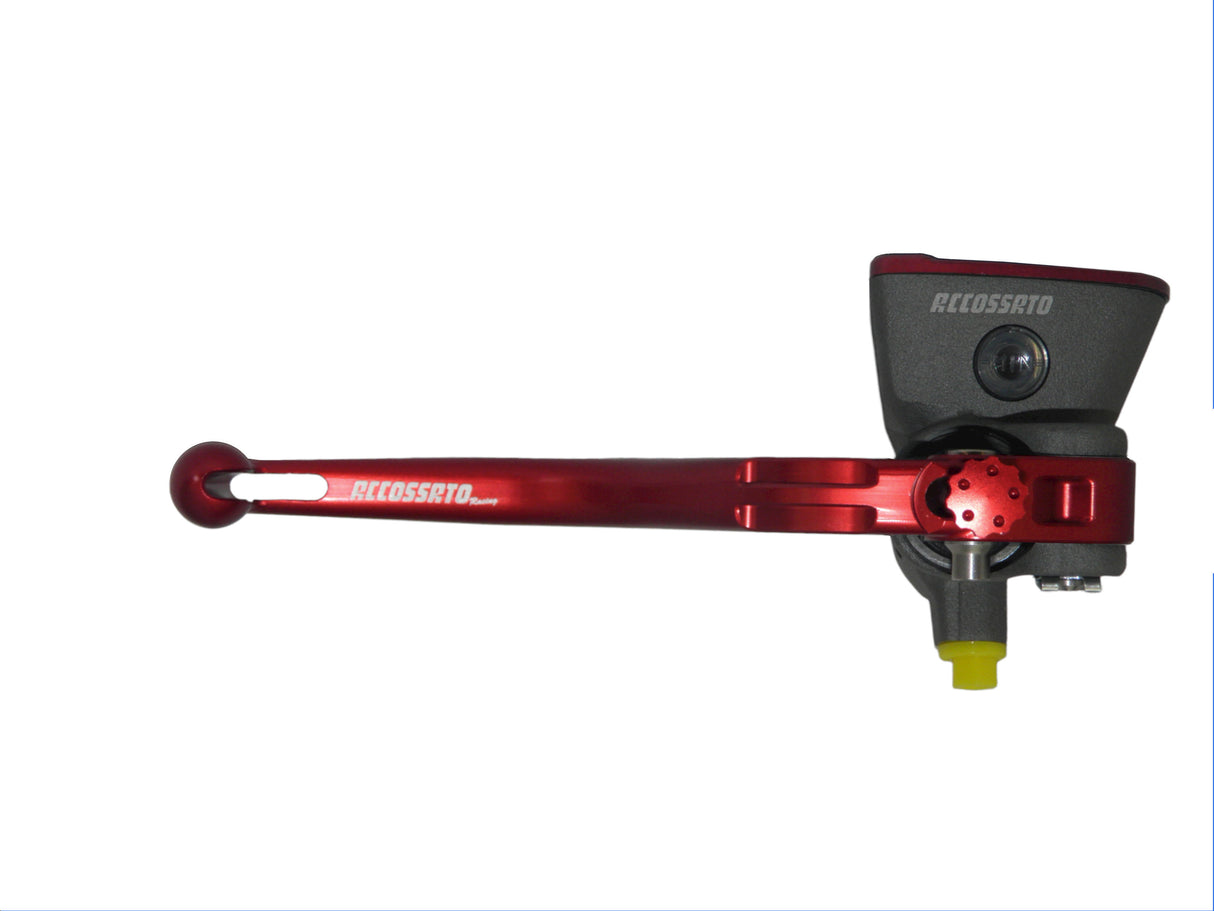 Pompa Freno Radiale Accossato 19x19 Con Vaschetta Integrata E Leva Fissa Colorata (Pomello+Leva)