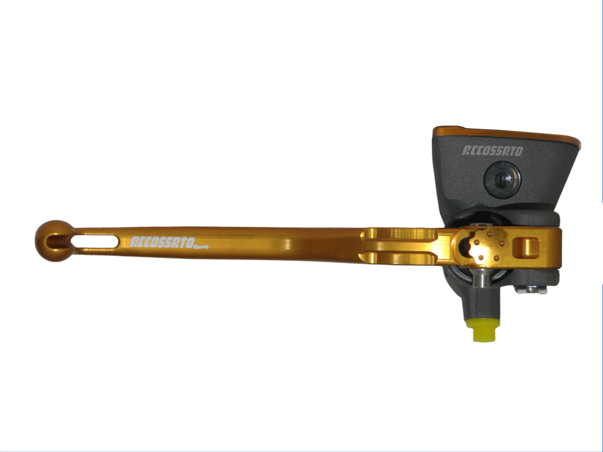 Pompa Freno Radiale Accossato 19x19 Con Vaschetta Integrata E Leva Fissa Colorata (Pomello+Leva)