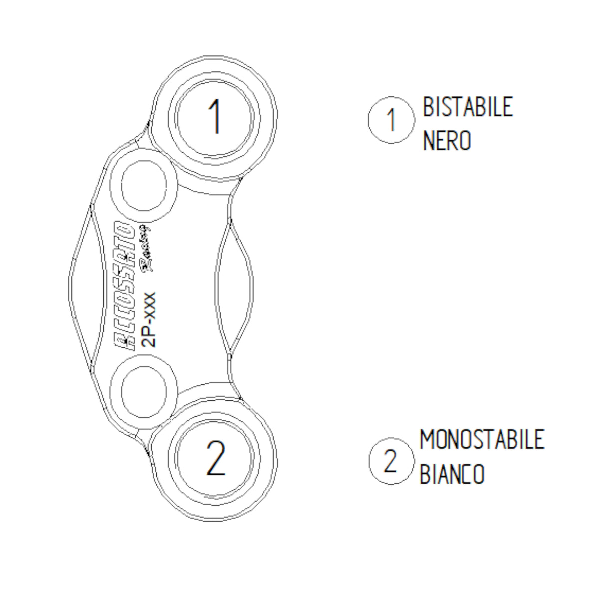 Teclado Accossato Racing Plug & Play de aluminio fabricado en CNC, 2 botones, derecho