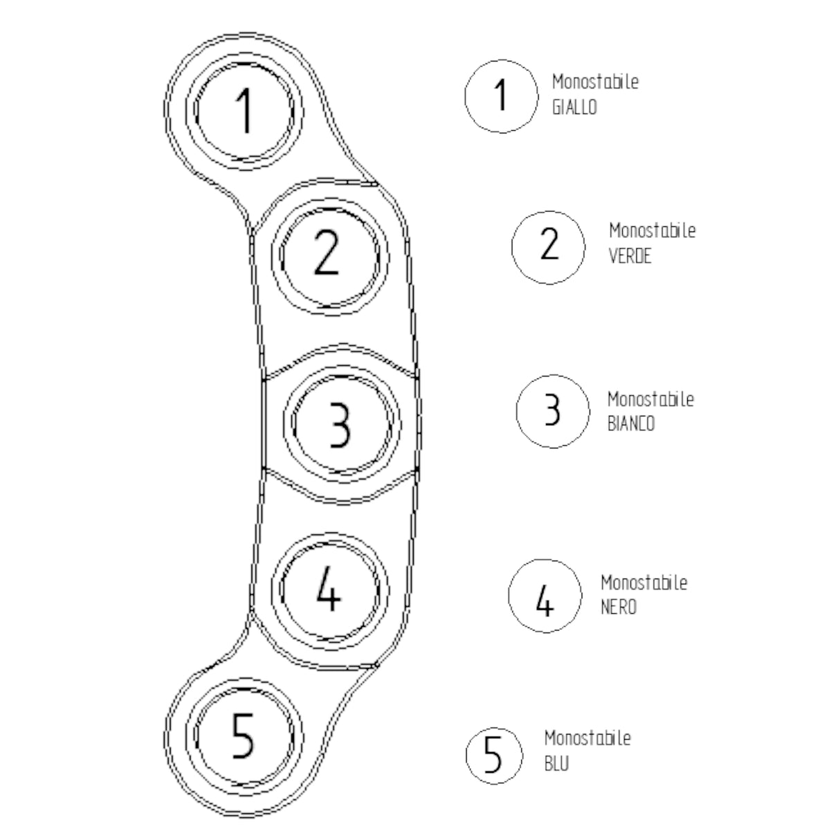 Teclado Accossato Racing Plug & Play de aluminio fabricado en CNC, 5 botones a la izquierda