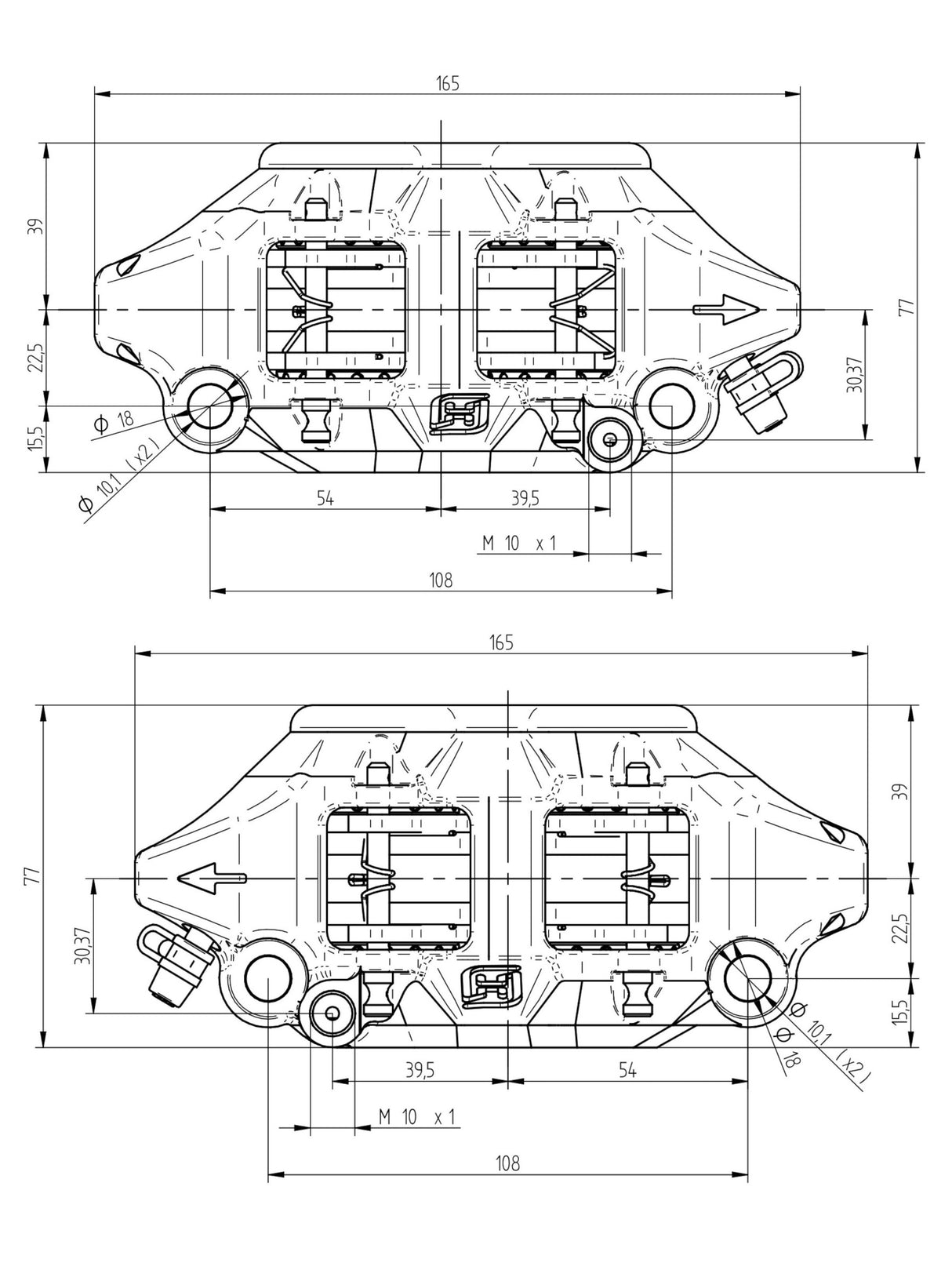 Pinza Freno Radiale Accossato Ricavata CNC Monoblocco Interasse 108 mm Con Pistoni in Titanio