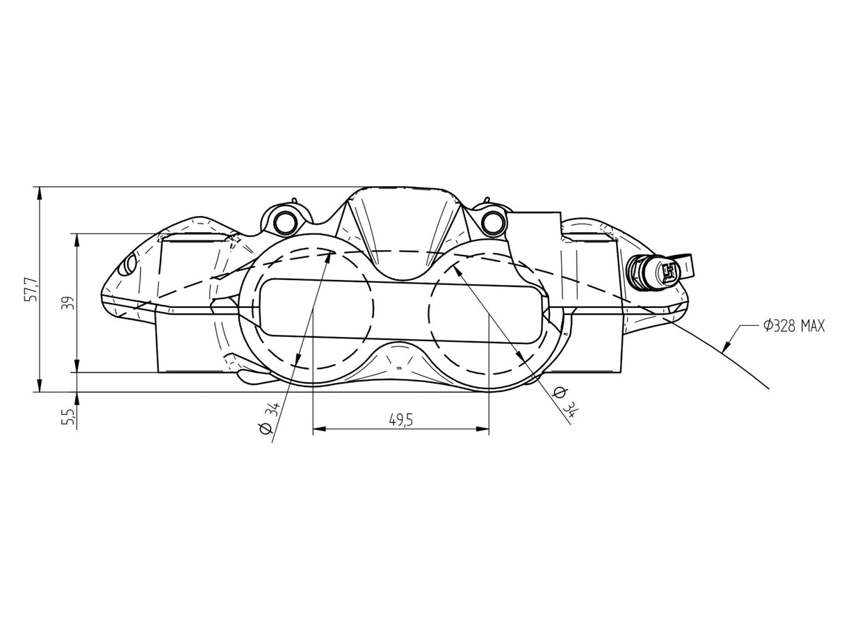 Pinza Freno Radiale Accossato Forgiata Monoblocco Interasse 108 mm Con Pistoni in Titanio