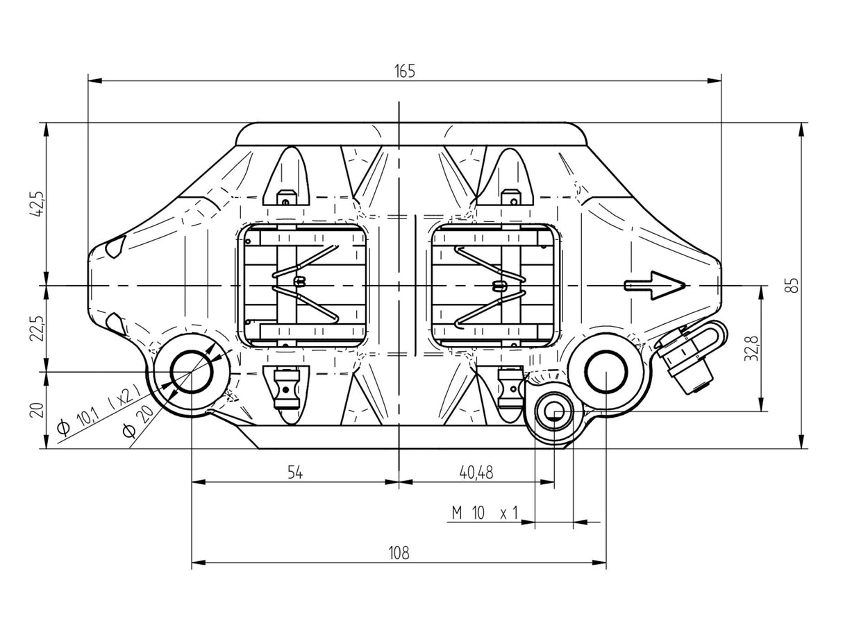 Pinza Freno Radiale Accossato Forgiata Monoblocco Interasse 108 mm Con Pistoni in Titanio