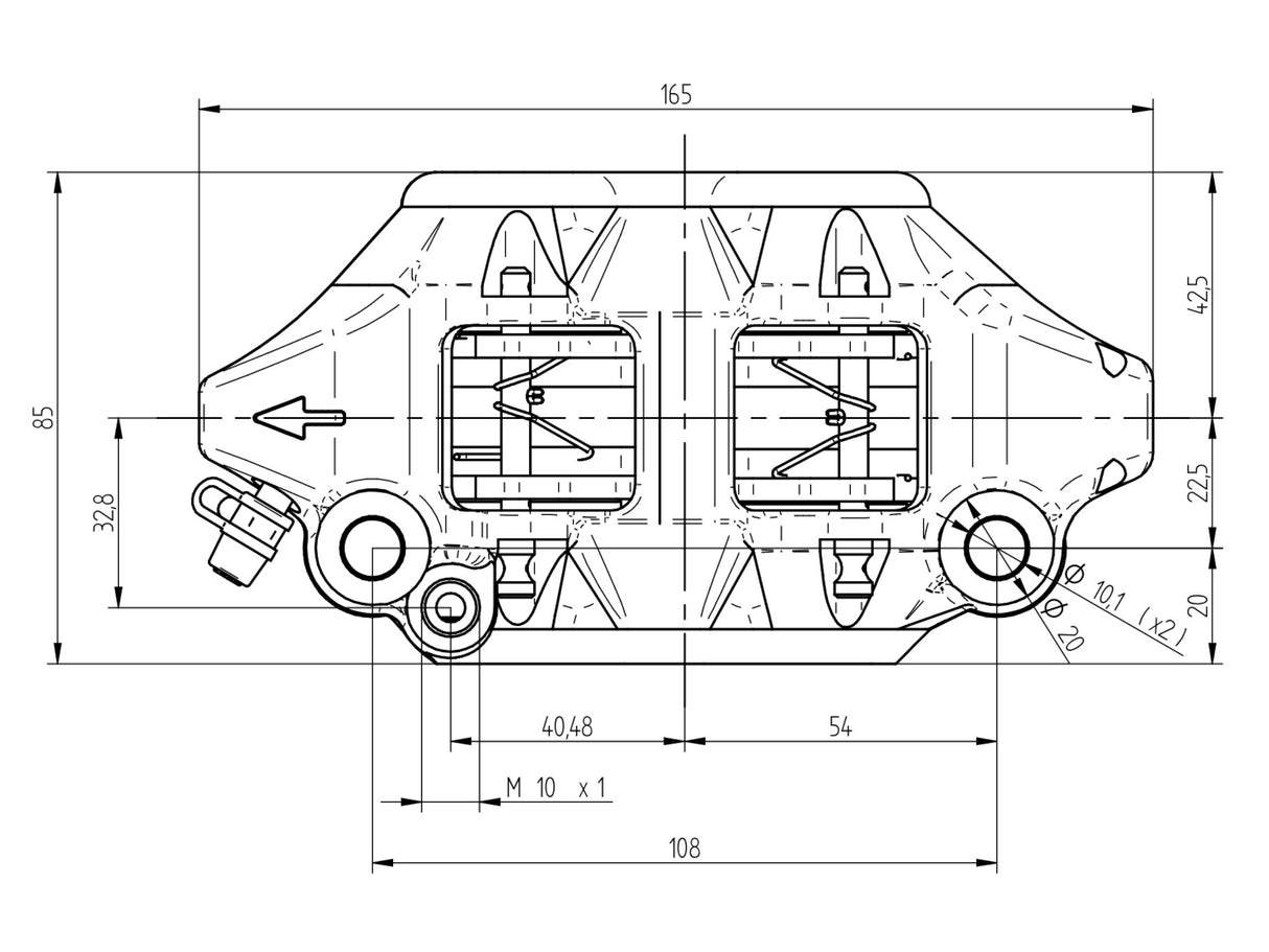 Pinza Freno Radiale Accossato Forgiata Monoblocco Interasse 108 mm Con Pistoni in Alluminio