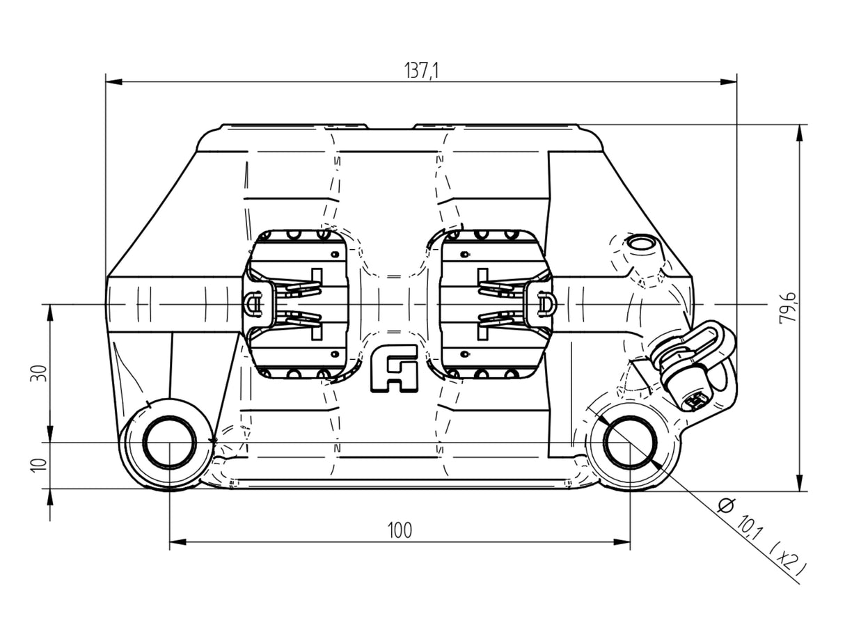 Pinza Freno Radiale Accossato Ricavata CNC Monoblocco Interasse 100 mm Con Pistoni in Titanio