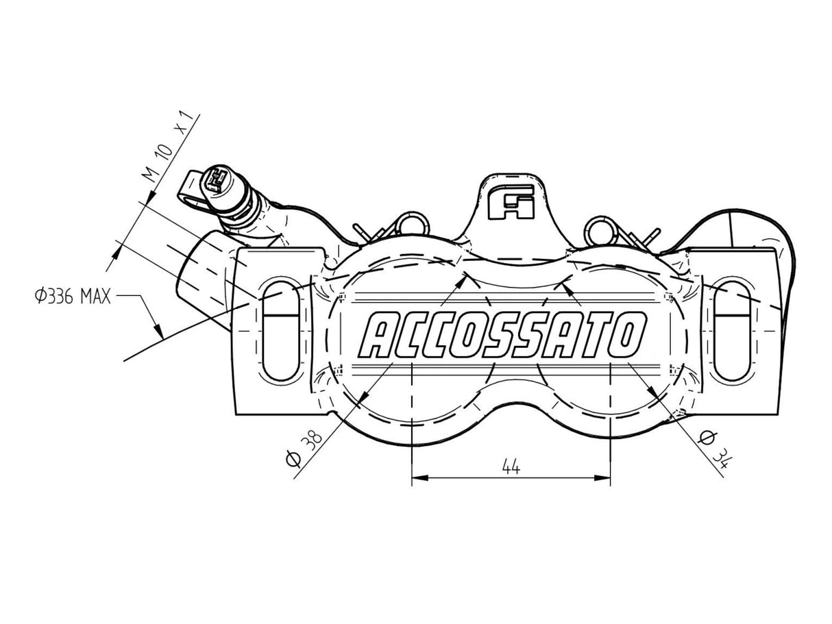 Pinza Freno Radiale Accossato Ricavata CNC Monoblocco Interasse 100 mm Con Pistoni in Titanio