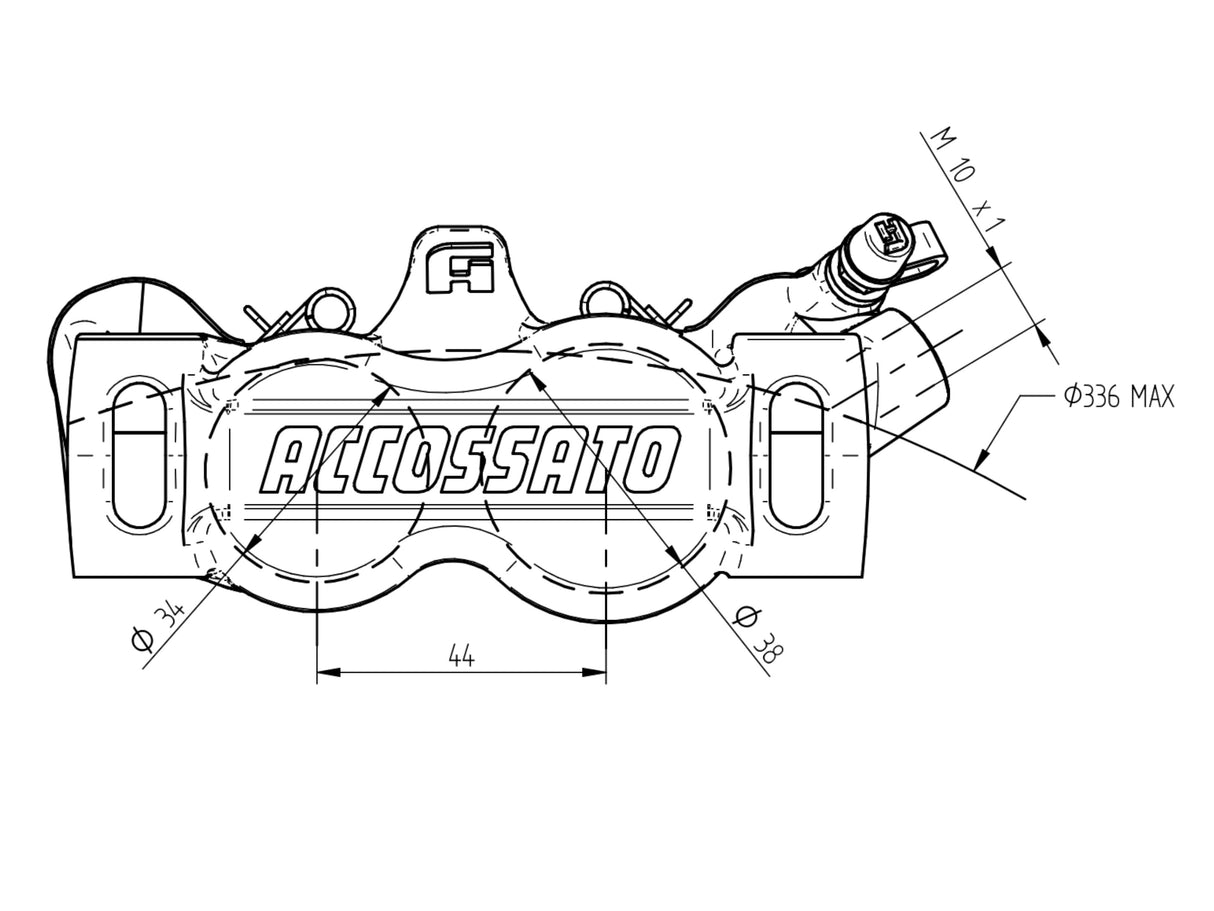 Pinza Freno Radiale Accossato Ricavata CNC Monoblocco Interasse 100 mm Con Pistoni in Titanio