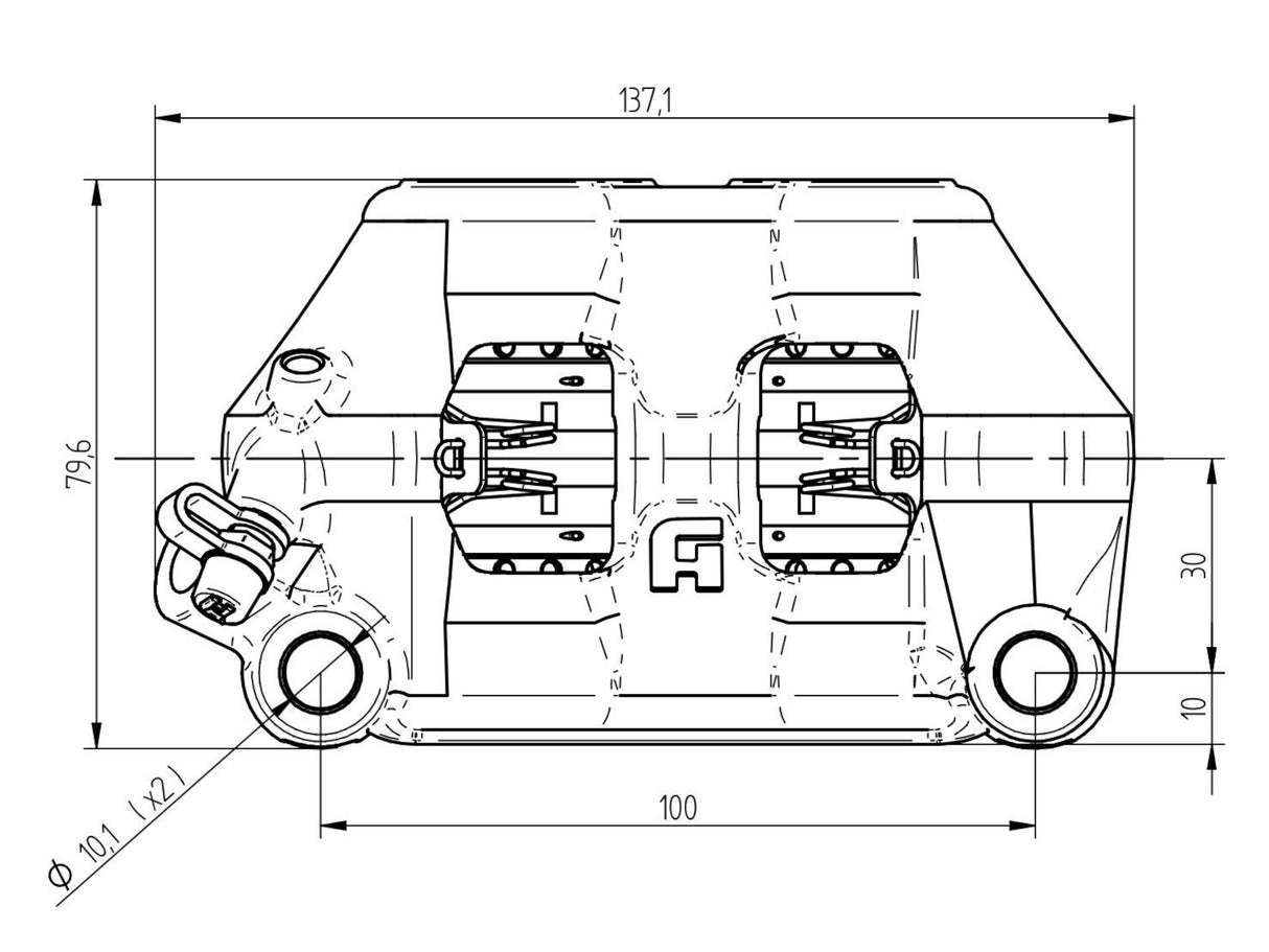Pinza Freno Radiale Accossato Ricavata CNC Monoblocco Interasse 100 mm Con Pistoni in Titanio