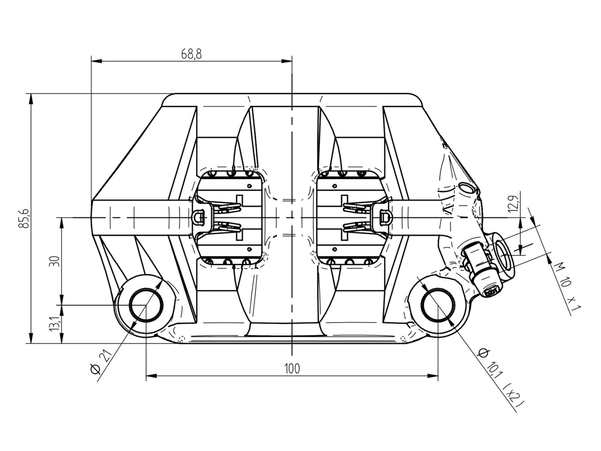 Pinza Freno Radiale Accossato Forgiata Monoblocco Interasse 100 mm Con Pistoni in Alluminio
