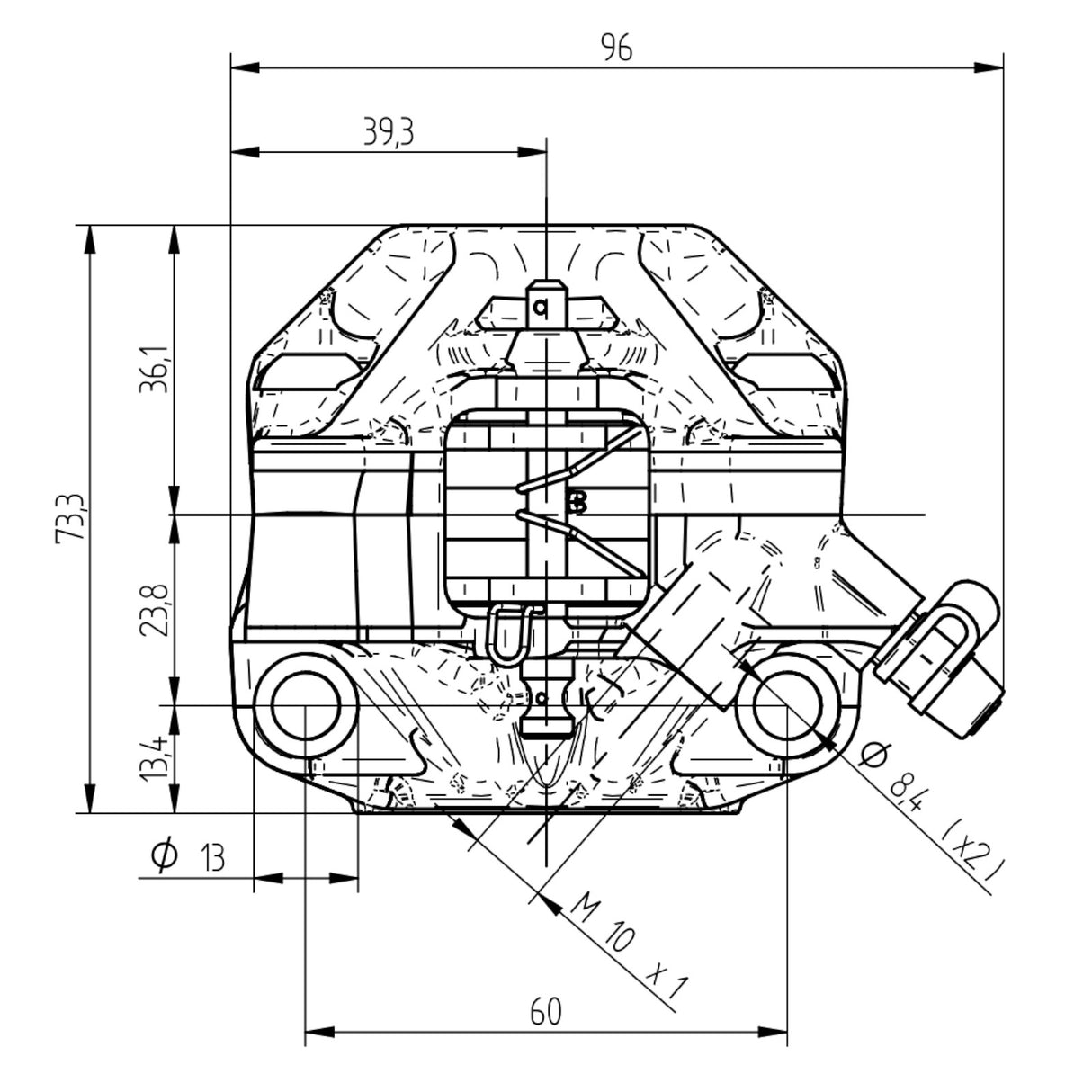 Pinza Freno Radiale Accossato Ricavata CNC Interasse 60 mm Con Pistoni In Alluminio