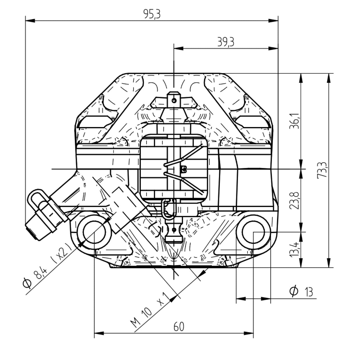 Pinza Freno Radiale Accossato Ricavata CNC Interasse 60 mm Con Pistoni In Alluminio