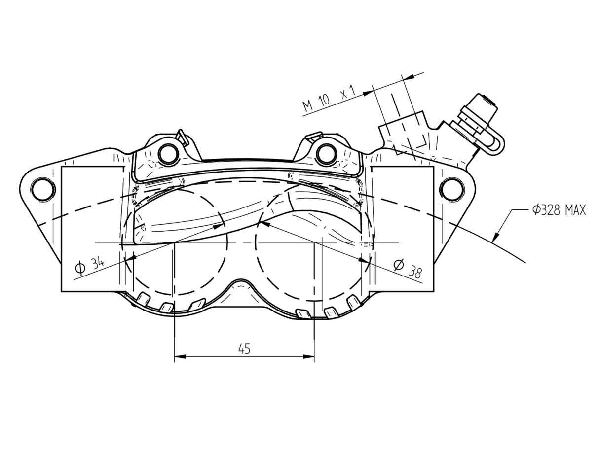 Pinza Freno Radiale Accossato Ricavata CNC Interasse 100 mm
