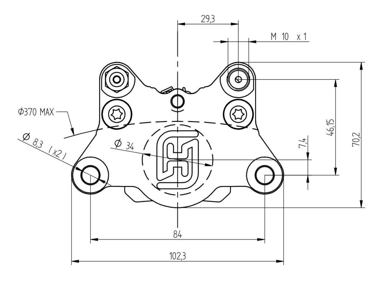 Pinza Freno Assiale con 2 Pastiglie Freno Accossato - interasse 84 mm