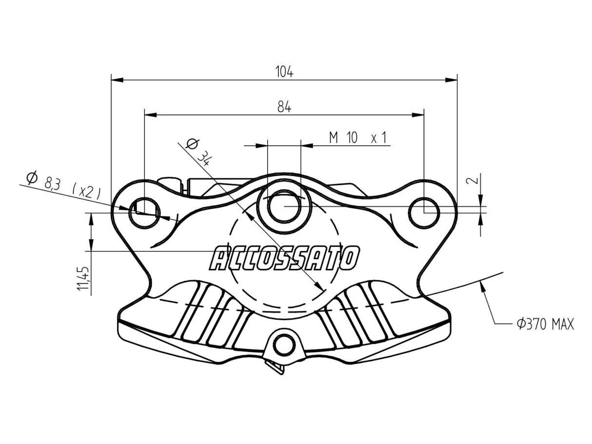 Pinza Freno Assiale Posteriore 2 Pastiglie CNC Accossato - interasse 84 mm