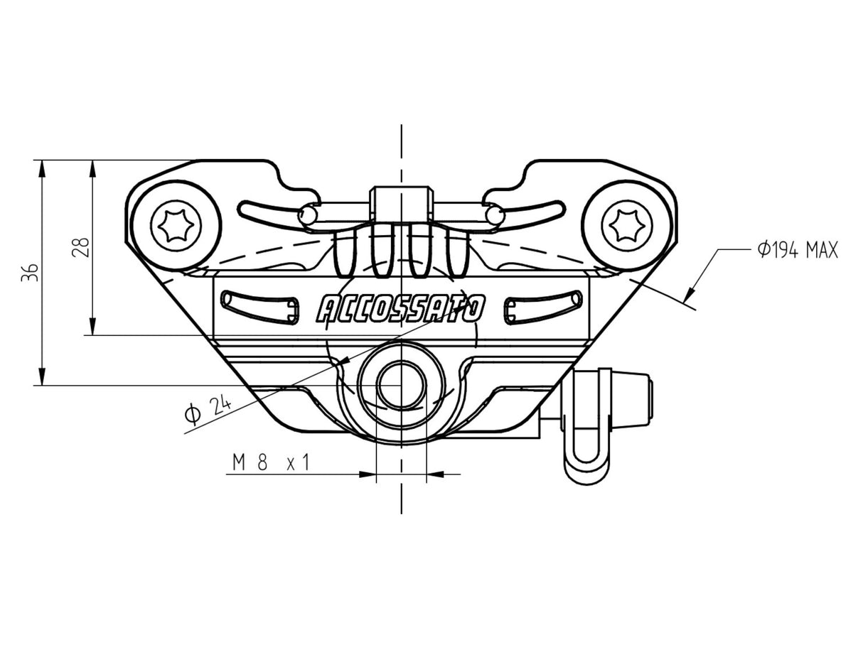 Pinza Freno Radiale Accossato Posteriore per Mini Gp e Pitbike - interasse 45 mm