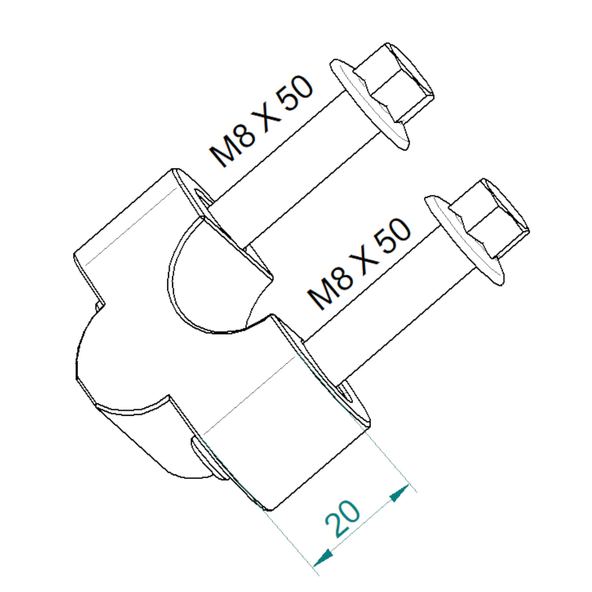 Coppia Di Rialzi +20 mm Per Manubri Diametro 22 mm