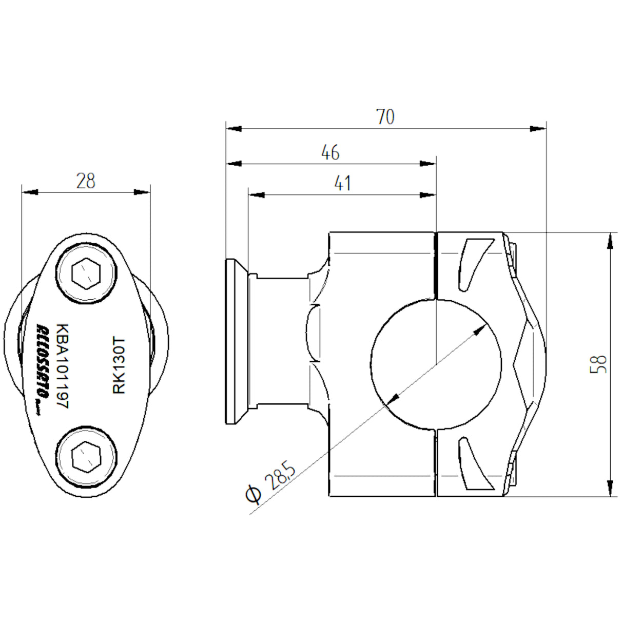 Coppia di Cavallotti Omologati ABE 101197 +40 mm Per Manubri Con Diametro 28.5 mm
