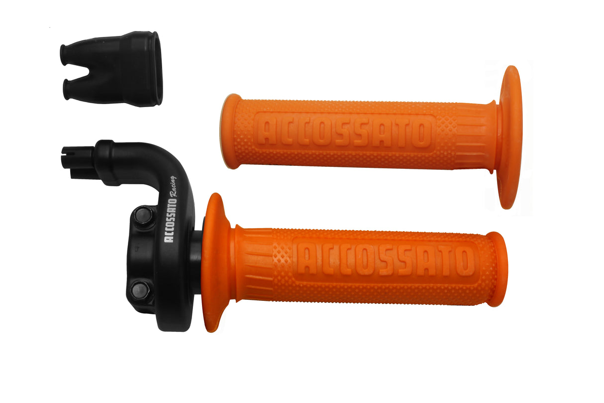 Comando gas Accossato 2 cavi 4T con manopole GR003 nere, corsa 28/90 mm 36/112 cavi non inclusi