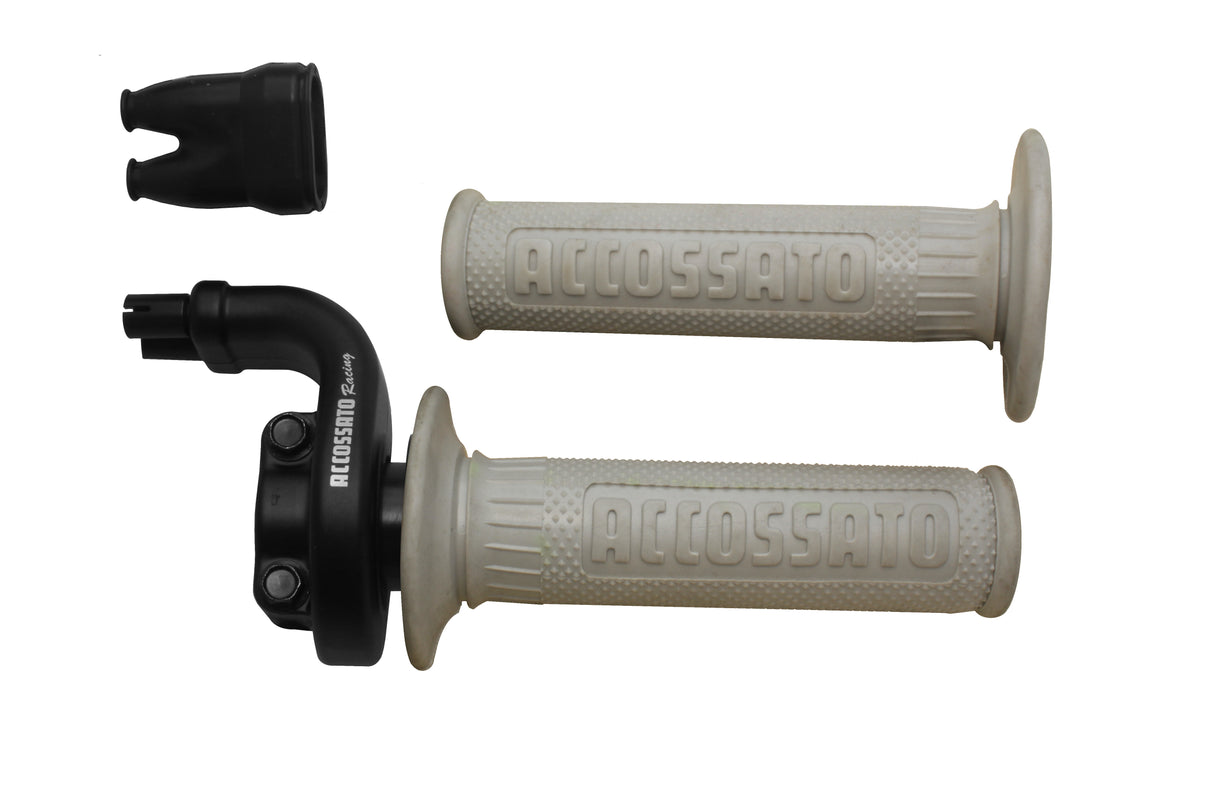 Comando gas Accossato 2 cavi 4T con manopole GR003 nere, corsa 28/90 mm 36/112 cavi non inclusi