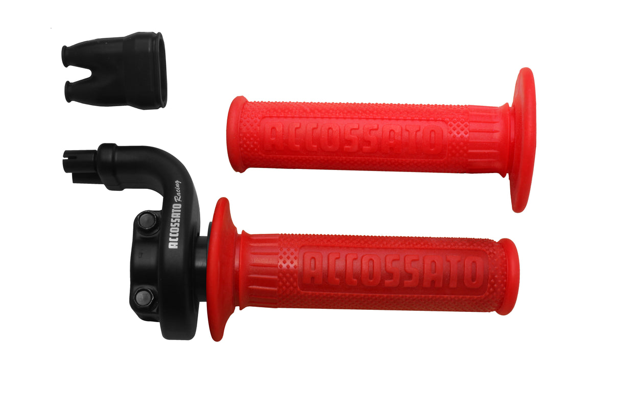 Comando gas Accossato 2 cavi 4T con manopole GR003 nere, corsa 28/90 mm 36/112 cavi non inclusi