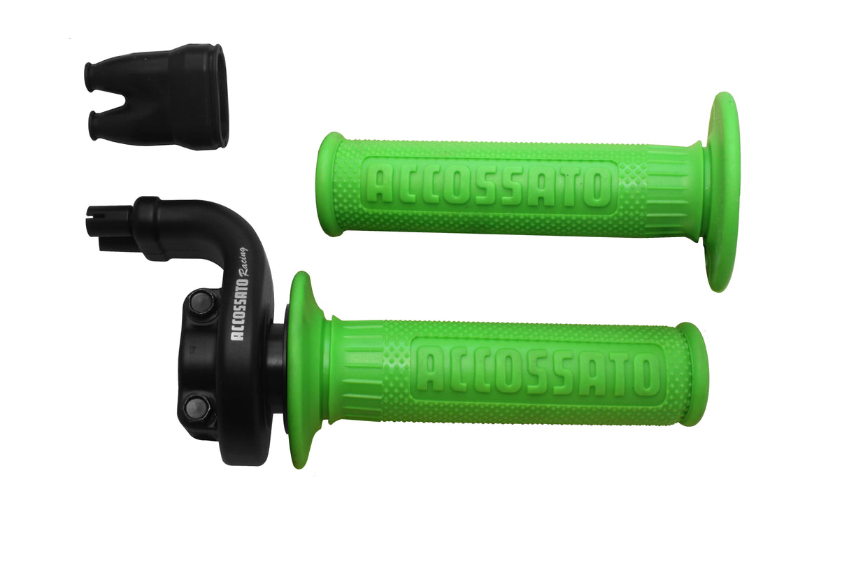 Comando gas Accossato 2 cavi 4T con manopole GR003 nere, corsa 28/90 mm 36/112 cavi non inclusi