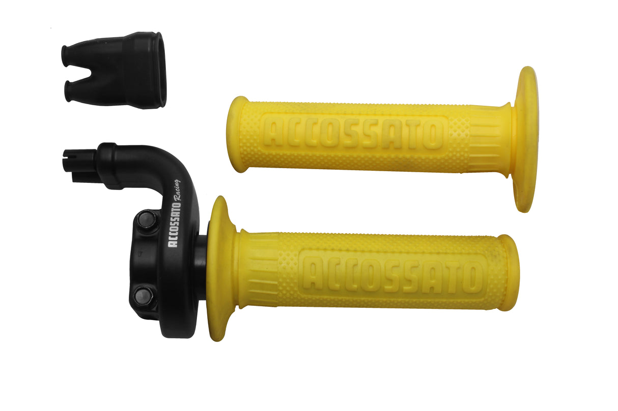 Comando gas Accossato 2 cavi 4T con manopole GR003 nere, corsa 28/90 mm 36/112 cavi non inclusi