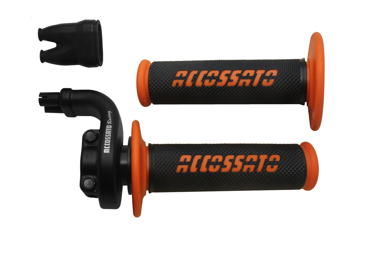 Comando gas Accossato 2 cavi 4T con manopole GR008 nere, corsa 28/90 mm 36/112 cavi non inclusi