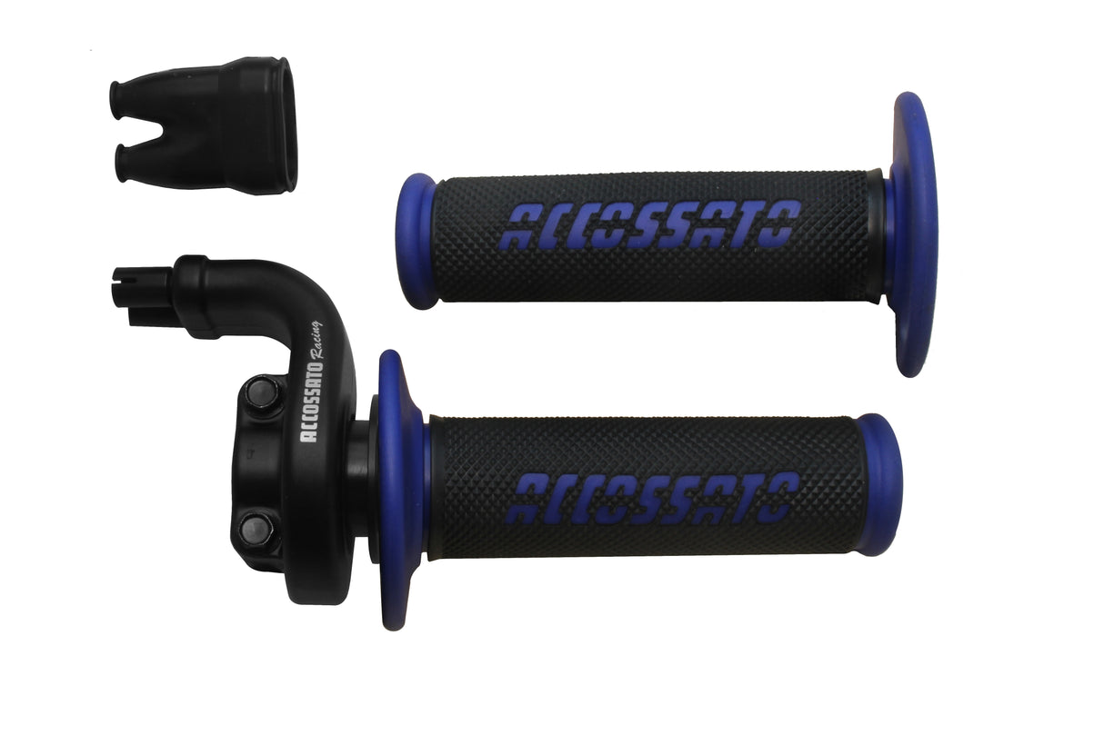 Comando gas Accossato 2 cavi 4T con manopole GR008 nere, corsa 28/90 mm 36/112 cavi non inclusi