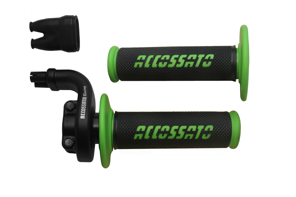 Comando gas Accossato 2 cavi 4T con manopole GR008 nere, corsa 28/90 mm 36/112 cavi non inclusi